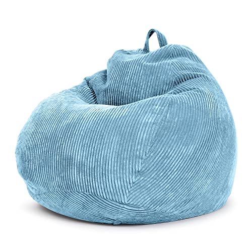 Green Bean Indoor Sitzsack 90x110cm EPS-Perlen Füllung & Cordstoff Kuschelig Weich Waschbar - Drinnen Bodenkissen Liegekissen Sitzkissen Sitzhocker Relax-Sessel Kinder Erwachsene Stoff Hellblau