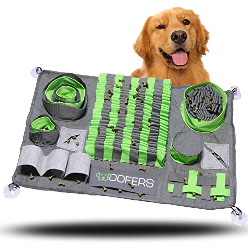 Woofers® Schnüffelteppich/Futtermatte für Hunde - Intelligenzspielzeug mit 10 Verstecken und 3 Schwierigkeitsgraden - Widerstandsfähiges und waschbares Material - Anti-Rutsch und Saugnapf Fixierung