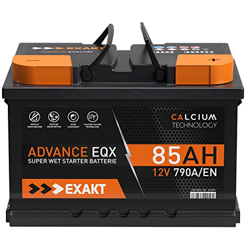 EXAKT Autobatterie 12V 85Ah Starterbatterie PKW KFZ Auto Batterie wartungsfrei statt 74Ah 75Ah 77Ah 80Ah