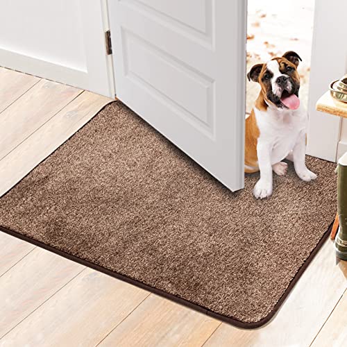 Walensee Fußmatte Innen (50 x 80 cm, Braun) Schmutzfangmatte rutschfest, Haustürmatte, Maschinenwaschbar, Eingangsteppich, Türteppiche, Saugfähig,Niedriges Profil, Bodenmatten innen