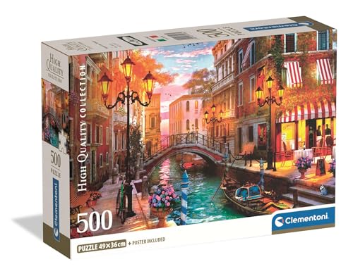 Clementoni Puzzle Collection - Sunset Over Venice 500 Stücke, Compact Box - Puzzle für Erwachsene 14-99 Jahre, Geschenk für Mann und Frau, Made in Italy, 35586