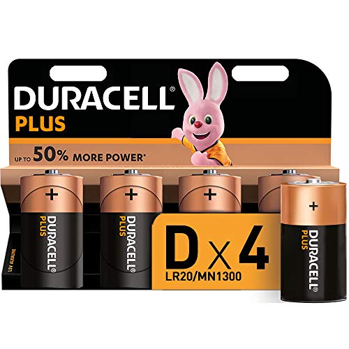 Duracell Plus D Mono Alkaline Batterien LR20, 4er Pack