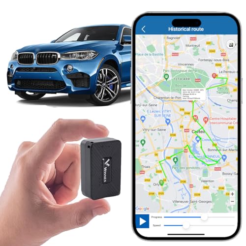 Winnes Mini GPS Tracker Ohne ABO GPS Tracker Auto Starker Magnet Mit Gratis-App IP66 Wasserdich Tracker Echtzeit-Positionierung Für Auto Kind Fahrrad Anti-Verlust