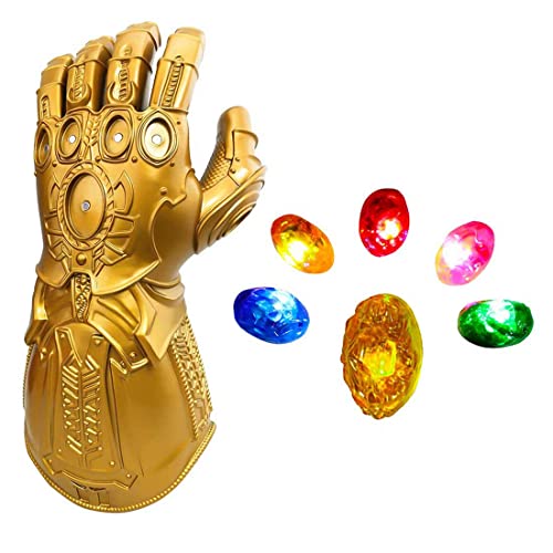 Infinity Gauntlet Thanos Gauntlet Thanos-Handschuh für Kinder und Erwachsene, beleuchteter PVC-Thanos-Handschuh, bewegliche Finger mit abnehmbarem Magnet, Unendlichkeitssteine,