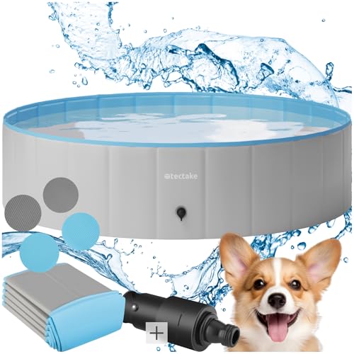 tectake® Swimming Pool, nutzbar als Planschbecken oder Bällebad für Hunde, Faltbare Badewanne, Hundepool, Hundewanne, Aufstellpool, Swimmingpool, Hundebadewanne, Bällebad Hunde - 120cm ⌀