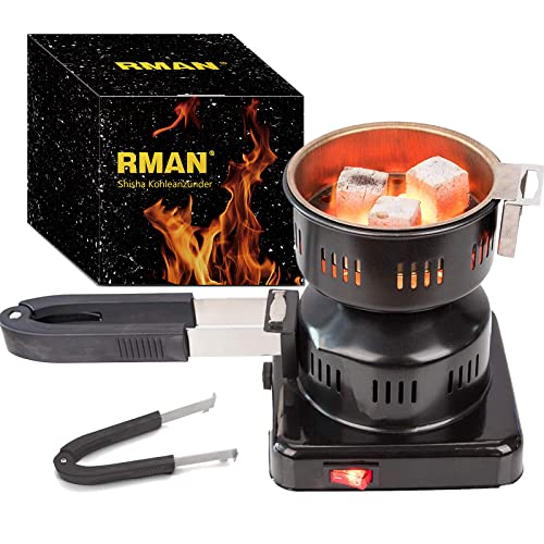RMAN Shisha Kohleanzünder Elektrischer für Shisha Kohle 600W Elektrisch Kohlegrill mit extra langem 150cm Kabel abnehmbarem Kohlekorb multifunktionaler Griff Shisha Zubehör