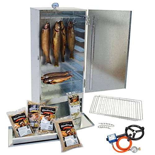 EVERSMOKE Räucherofenset Jumbo Power Pro inkl. 5,5kW Brenner, Thermometer, Mehl & Lake 46x28x110cm - 1Stück
