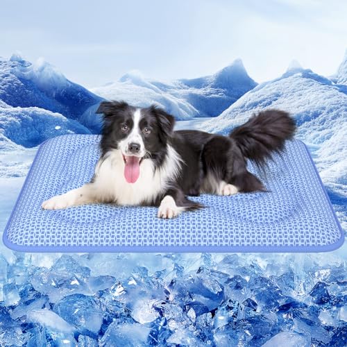 Rywell Entfärbung Kühlmatte für Hunde - Wasserdicht Waschbar selbstkühlend Hundematte Bett mit Arc-Chill & PCM Tech - Extra dick rutschfest Tragbar Geruchlos Hund Kühldecke für Haustiere Sommer - XL
