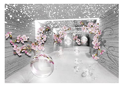 Forwall - Vlies Fototapete Blumen Magischer Tunnel Holz Moderne 368x254 cm - Fototapeten - Tapeten - für Wohnzimmer Schlafzimmer - Vliestapete Wandtapete Tapete 3D Effekt- inkl. Kleister