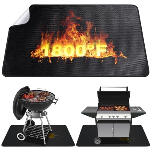 Alckijy Feuerfeste Unterlage | 100 * 150cm Faltbare Hitzeschutzmatte | Bodenschutzmatte | Grillmatten | Bodenmatte | Grillteppich | Funkenschutzplatte | für BBQ Grills Kaminöfen Boden Rasen usw