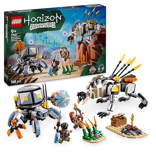 LEGO Horizon Adventures Aloy und Varl vs. Panzerwanderer und Sägezahn, Spielzeug mit Monstermaschinen und Minifiguren, Spielset zum Sammeln für Fans vom Videospiel, Jungen & Mädchen ab 9 Jahren 77037
