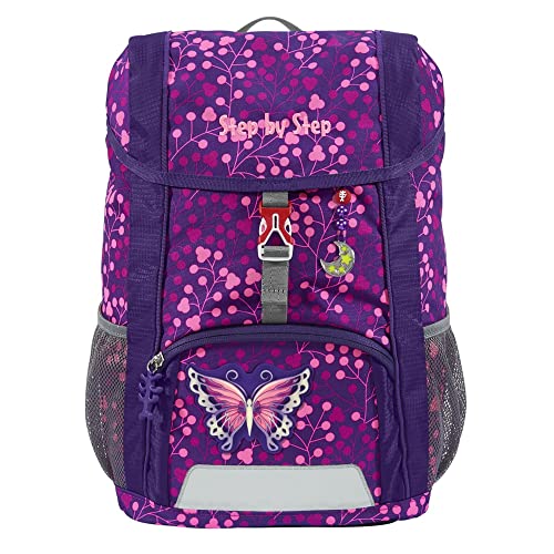 Step by Step Rucksack-Set Kid Shine „Butterfly Night Ina“, mit Sitzkissen, ergonomischer Mini-Ranzen, höhenverstellbarem Brustgurt, Kindergarten, Vorschule & Freizeit, 13 l, lila-pink