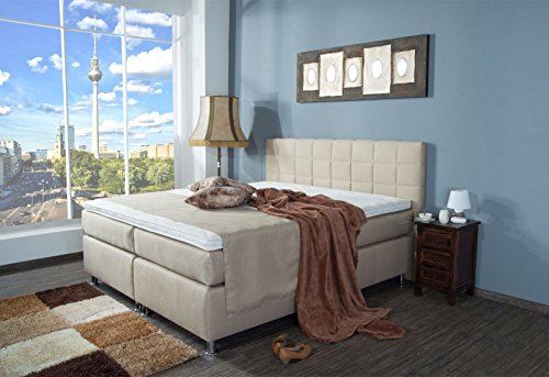 AUKONA Boxspringbett Leopold 180x200, 7-Zonen-Taschenfederkern-Matratze mit Komfortschaum Topper, H2 H3 H4, Doppelbett, Lieferung und Aufbau kostenlos