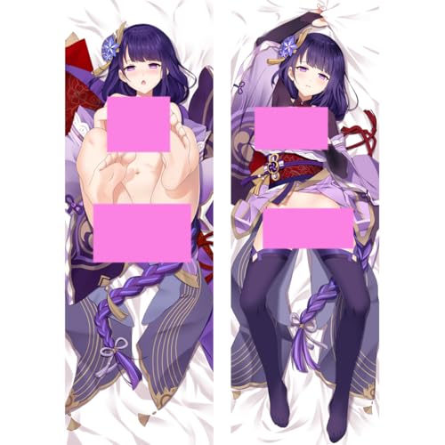SFHCOISM Dakimakura Body Pillow Anime Kissenbezug Kissenhülle Genshin Impact Raiden Shogun S03, Pillowcase Doppelseitige Seitenschläf Umarmungskissen Bezug Dekorative Zierkissenbezug