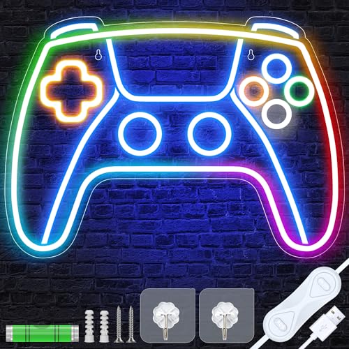 Gamer LED Neonlicht 9 Licht Modi für Gaming Wand Deko, Game Neon Schild für Gaming Deko Zimmer, Gaming Lampe für Playstation Deko Zimmer, Gaming LED Wandleuchte für Game Room Bar Party Deko
