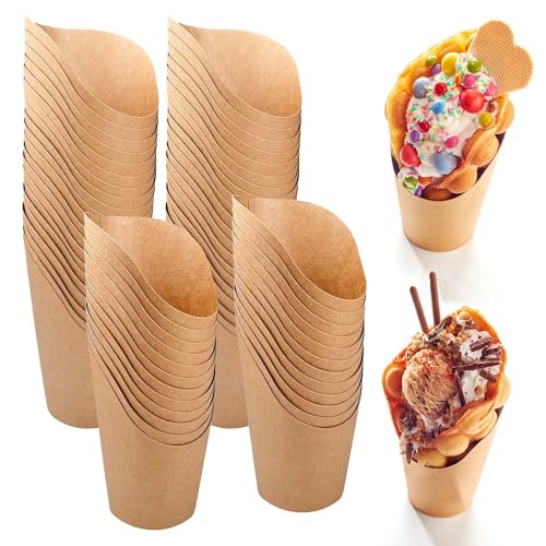 Bubble Waffeleisen Tüten, 50 Stücke Bubble Waffel Tüten, Fase Pommes Tüten, Snacktüten, Popcorn Becher Geeignet für Pommes Frites Waffeln Popcorn Gebackene Kuchen Puffs