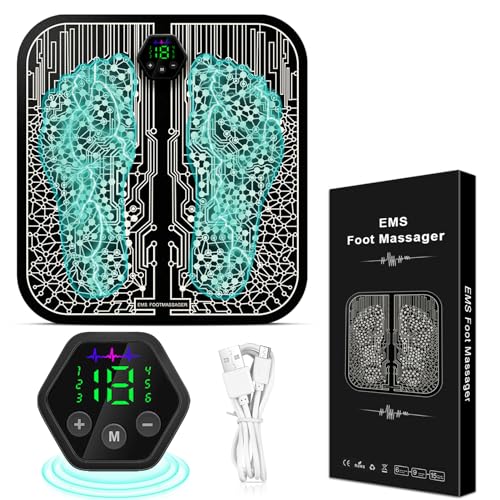 EMS Fussmassagegerät für die Durchblutung Muskelschmerzen, 6 Modi & 19 Einstellbare Frequenzen- Elektrisches Tragbares Fußmassagegerät USB-Aufladung Bieten Sie Längere Stimulierende Impulse.