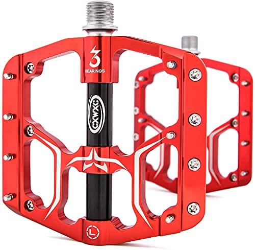 CXWXC Fahrradpedale MTB Pedal 9/16 Zoll - rutschfeste Aluminiumlegierung Pedale mit 3 Ultra-abgedichteten Lagern für MTB BMX Rennrad - Stabil, sicher und stylish
