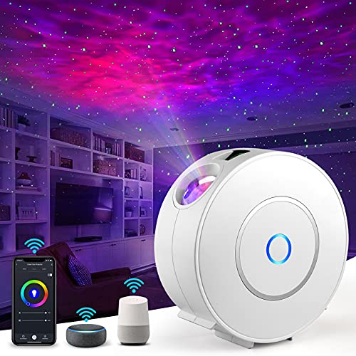 Nigecue LED Smart Sternenhimmel Projektor, WLAN Sternenprojektor 3D Galaxy mit App-/Sprachsteuerung, Timer, Kompatibel mit Alexa/Google Assistant, Geeignet für Baby Kinder Schlafzimmer Heimkino