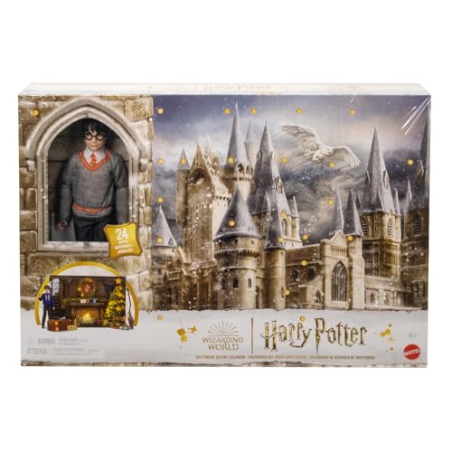 HARRY POTTER Gryffindor Adventskalender - 24 Türchen, zauberhafte Überraschungen, Hogwarts-Gemeinschaftsraum, lebensechtes Gesicht, für Fans ab 6 Jahren, HND80