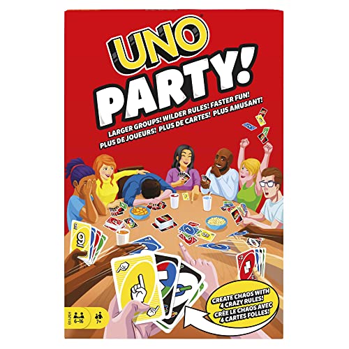 UNO Party - Spannendes Kartenspiel für große Gruppen, 6-16 Spieler, Neue Regeln & schnelles Spielvergnügen, ideal für Familien & Freunde, HMY49