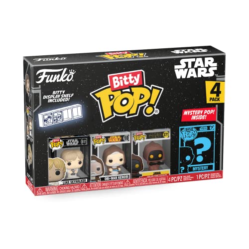 Funko Bitty Pop! Star Wars - Luke Skywalker™, Obi-Wan Kenobi™, Jawa™ und eine Überraschungs-Mini-Figur - 0.9 Inch (2.2 cm) Sammlerstück Stapelbares Display-Regal Inklusive - Geschenkidee