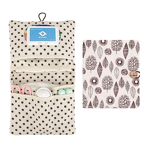 wangjiangda Baby Windeltasche mit Wickelunterlage für Mutter Unterwegs Kleine Wickeltasche Organizer für Windeln Creme Tücher (Blatt)