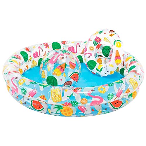 Intex 59460NP - Aufblasbares Pool-Set mit Schwimmring und Ball, Musterdruck, Vinyl, Mehrfarbig, 122x25 cm