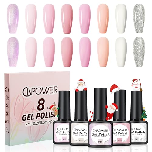 CIVPOWER UV Nagellack Set: 8 Farben Shellac Rosa Nudefarben Gel Nagellack Gellack für Gelnägel DIY Nail Art Kit - UV Gel Nail Polish Set für Nagel Design 8ML