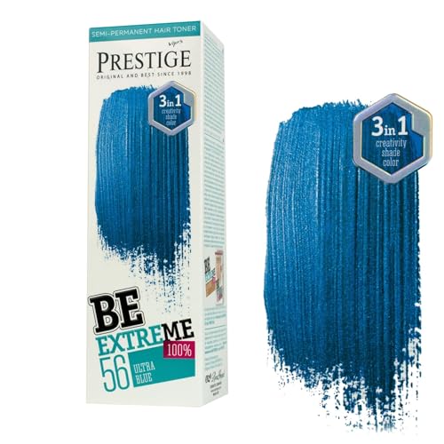 Vip's Prestige Be Extreme | Semipermanenter Haartonisierer 56 Ultra Blau | Reines Pigment | Verleiht gefärbten oder grauen Haaren Farbe | Temporäres Ergebnis | Ammoniakfrei, Parabenfrei, PPD-frei
