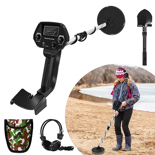 YRHome Metalldetektor Kit für Kinder und Erwachsene bis 30cm Multifunktionaler Leichter Metalldetektoren Kit 78-107cm Höhenverstellbare 2 Modi mit Suchspule, Tragetasche & Kopfhörer Metallsuchgerät