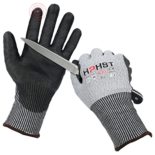 HPHST Schnittschutz Handschuhe Handschutz für Schneiden Arbeitshandschuhe Level A6 Gartenhandschuhe Herren Damen Schnittfeste Handschuhe für Küchen Gartenbau Baustelle Grau 1 Peer Größe: 7 / S