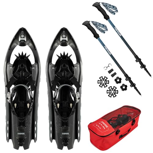 Inook OXM Schneeschuhe Carbon I Schneeschuhe mit Steighilfe I Schneeschuhset mit Karbonstöcken I Schneeschuhe im Set