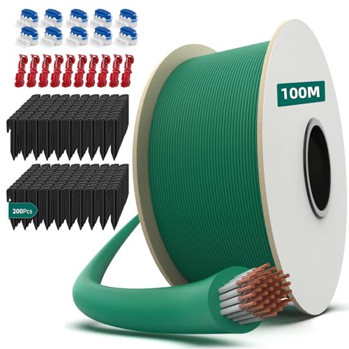 100M Universal Begrenzungskabel für Mähroboter + 200 Erdnägel + 10 Mähroboter Kabelverbinder + 10 Anschlussklemmen, HAUSPROFI Begrenzungskabel Mähroboter, Mähroboter Kabel für Alle Mähroboter