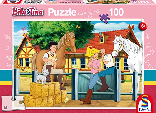 Schmidt Spiele 56187 Bibi und Tina, Auf dem Martinshof, 100 Teile Kinderpuzzle