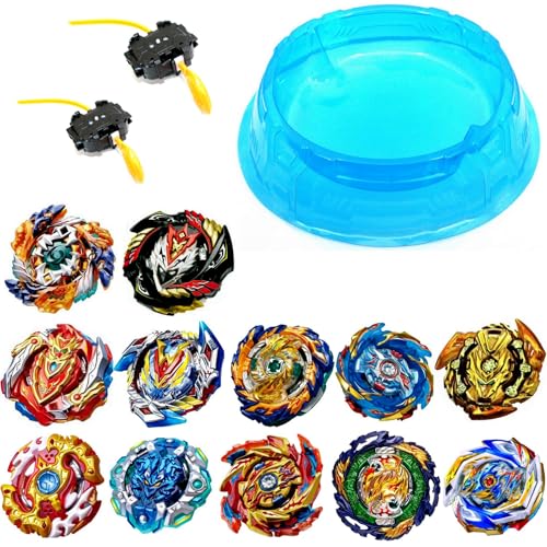 Arena + 6er Set Kampf Kreisel für die Burst Surge Arena Kampfkreisel Set 6 Komplette Kreisel mit 2 Launcher und 2 Grip Kampfkreisel Zufall Surge BB-10 Set