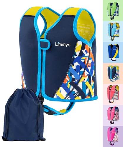 Limmys Premium Schwimmweste Kinder - Schwimmhilfe für Kinder und Kleinkinder – Moderne Kinder Schwimmweste Baby, für Jungen und Mädchen - Mit Kordelzug-Tasche