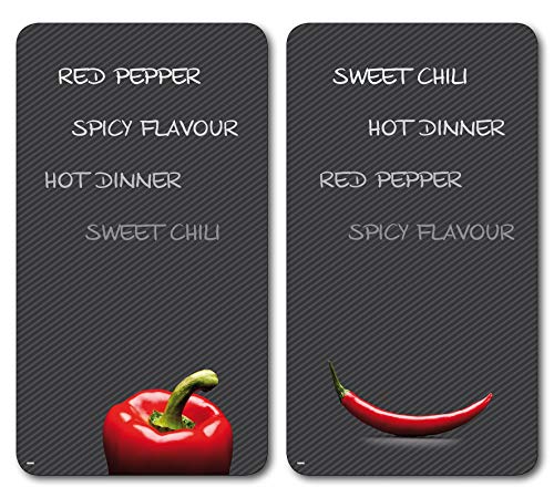 Kesper 3652513 Multi-Glasschneideplatte, 2-er Pack, Motiv: Chili, Maße: 52 x 30 x 0,8 cm