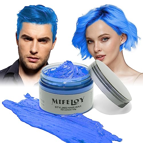 Blau Haartönung Temporäre Haarfarbe 4,23 Unzen, Instant Hair Cream Mud Natürliche Frisur Pomade, Frauen Männer Styling Haartone Wax, Haar Wachs für Halloween Party Cosplay