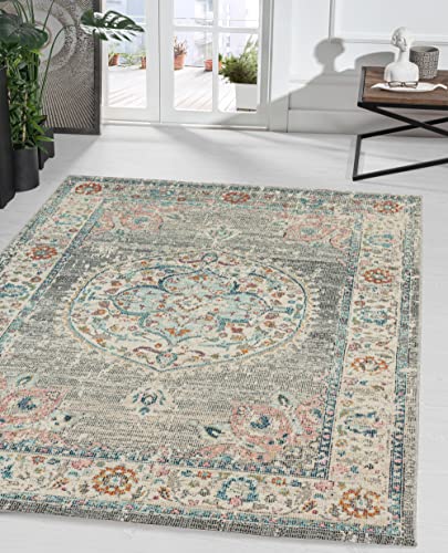 the carpet Palma - robuster Outdoor Teppich, modernes Design, Wetterfest & UV-beständig, für Balkon, Terrasse und Wintergarten Aber auch für Küche oder Esszimmer geeignet, Grau-Orient, 240 x 340 cm