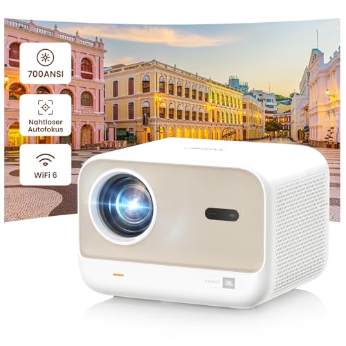 Beamer Sound by JBL, 700 ANSI 1080P Native Projektor, Yaber L2s Nahtloser Autofokus Smart Beamer, Video Beamer mit WiFi6 und Bluetooth 5.1 Heimkino Beamer für Handy/Laptop, Kompatibel mit TV Stick