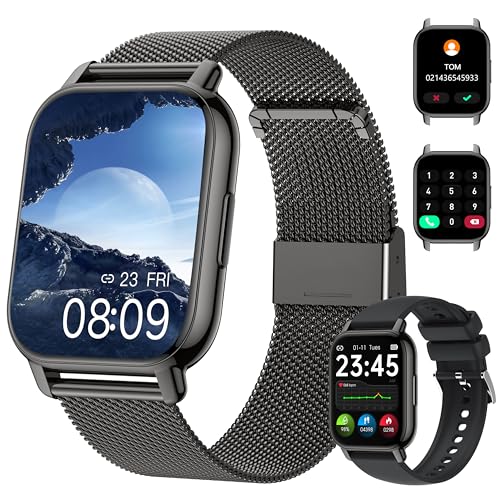 Narcid Smartwatch mit Telefonfunktion für Damen Herren,Fitness Tracker 1.85 Zoll Touchscreen Schlafmonitor Pulsmesser Schrittzähler,IP67 Wasserdicht 110+ Sportmodi für iOS/Android