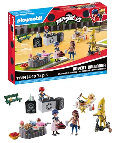 PLAYMOBIL | Adventskalender Miraculous | Ladybug - Picknick in Paris | 24 spannende Türchen | Inklusive fünf Figuren | Adventskalender 2024 | Zauberhaftes Spielzeug für Kinder ab 4 Jahren | 71344