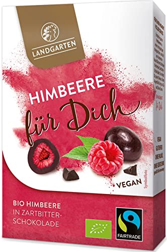 Landgarten | Himbeeren für Dich, Himbeeren in Veganer Bio Zartbitterschokolade| 1er Pack (90g)