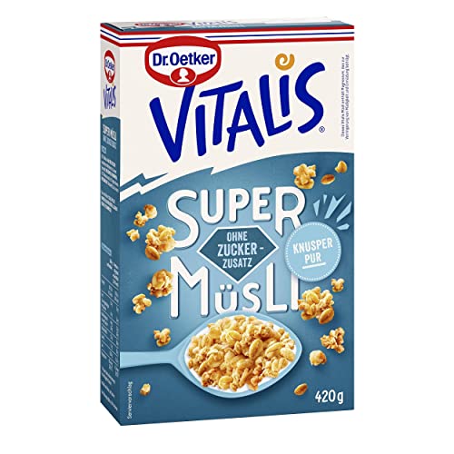 Dr. Oetker Vitalis SuperMüsli ohne Zuckerzusatz, leckeres pures Knuspermüsli ohne zugesetzen Zucker, 7er Pack (7 x 420 g)