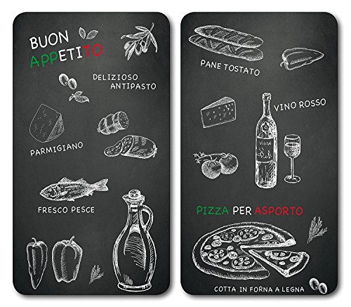 Kesper | Multi-Glasschneideplatte 2er Pack, Material: Glas, Maße: 52 x 30 x 0.5 cm, Motiv: Ristorante, Farbe: Schwarz | 36538 13