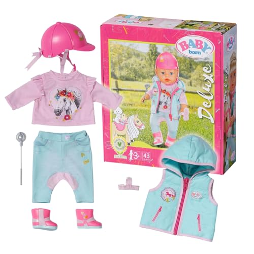 BABY born Deluxe Reiter-Outfit mit Hose, Stiefeln und Helm für 43 cm Puppen, 831175 Zapf Creation