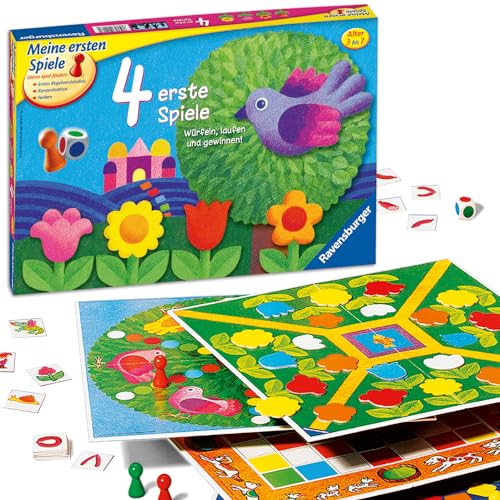 Ravensburger 21417 - 4 erste Spiele - Spielesammlung für die Kleinen - Spiele für Kinder ab 3 Jahren, Brettspiele für 2-6 Spieler - Farbwürfel, 2143 Jahre vor Ort Garantie