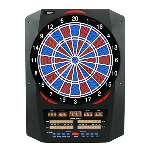 Carromco elektronisches Dartboard TOPAZ-901, schwarz, 2-Loch Abstand, Dartscheibe elektronisch, Dart Set bis 8 Spieler, 40 Spiele und 761 Varianten, Dart Spiel