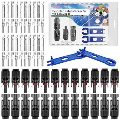 12 Paar Solarstecker Satz,Guokukey PV Solar Stecker Männlich/Weiblich Steckers Solaranlage Solarpanel Kabelstecker,IP67 Solar Verbinder Photovoltaik Steckverbinder für 2.5/4/6 mm²